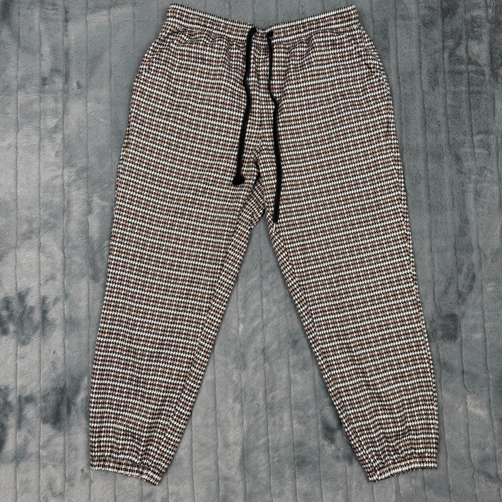 American Eagle Houndstooth Jogger Pants Brown Black White Medium Short Tapered